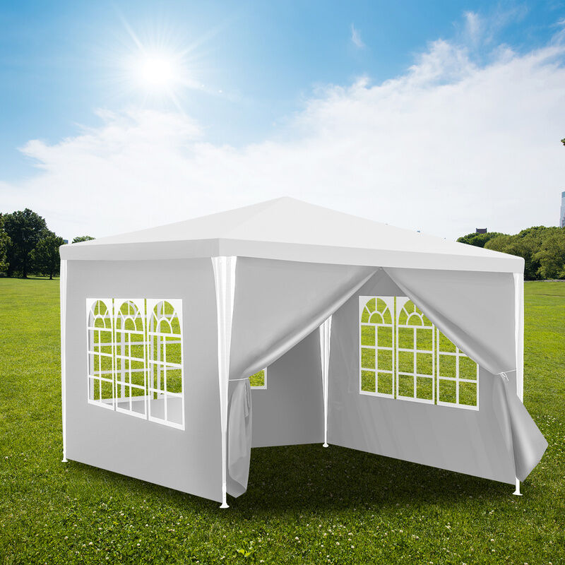 foto del prodotto tenda da festa pergolato da giardino tenda pieghevole protezione uv per il giardino, il campeggio con pannelli laterali 3x3m bianco vingo
