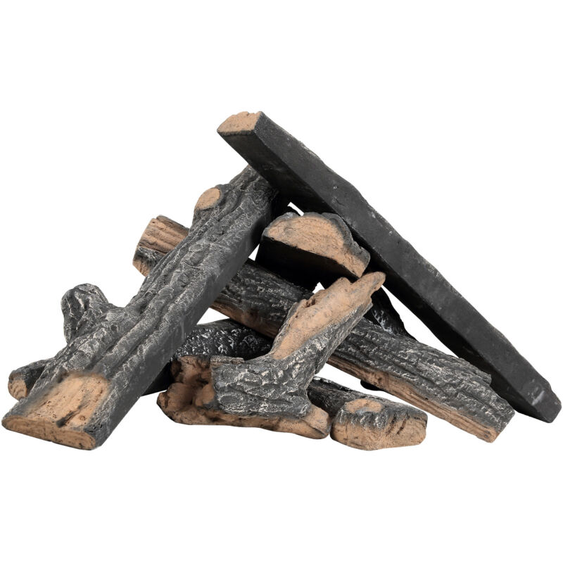 foto del prodotto mophorn set di legno decorativo in ceramica per caminetto stufa 8 pezzi, set di ceppi in ceramica per caminetto a gas caminetto interno esterno da