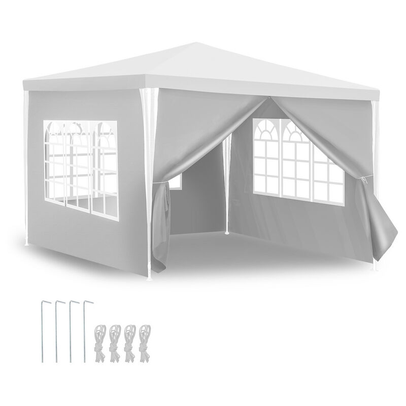 foto del prodotto tenda per feste grande tenda per feste con pannelli laterali rimovibili finestre tenda per campeggio o pergolato bianco 3x3m hengda
