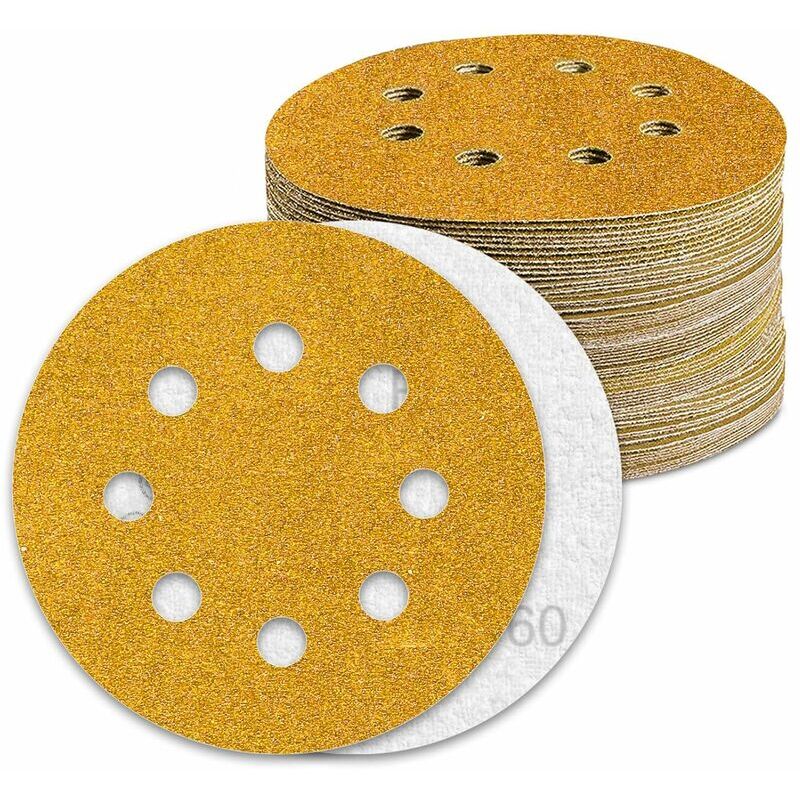 foto del prodotto disco abrasivo 125 mm grana 60 carta vetrata 80 pezzi dischi abrasivi per levigatrice eccentrica carta vetrata