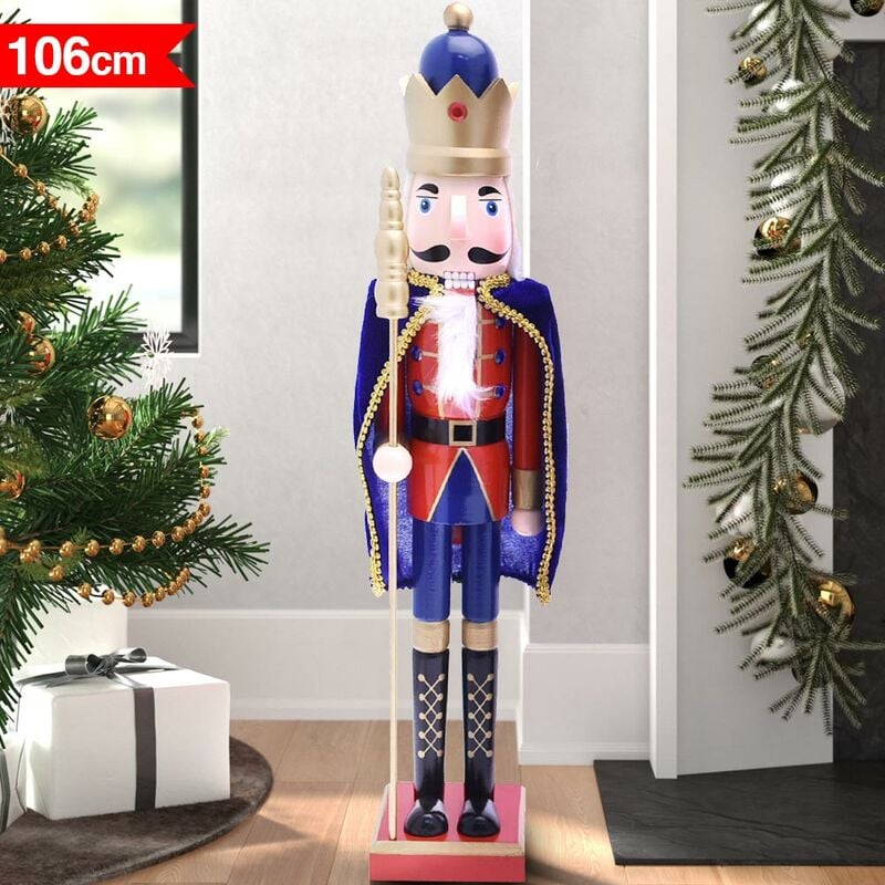 foto del prodotto bakaji soldato schiaccianoci di natale in legno altezza 106 cm decorazioni natalizie