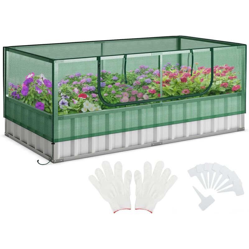 foto del prodotto relax4life letto da giardino rialzato galvanizzato 174 x 90 x 71 cm con copertura, fioriera metallica rialzata con finestra avvolgibile, 8