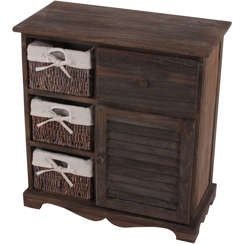 foto del prodotto comodino cassettiera shabby vintage legno paulonia 3 ceste 30x60x63cm marrone