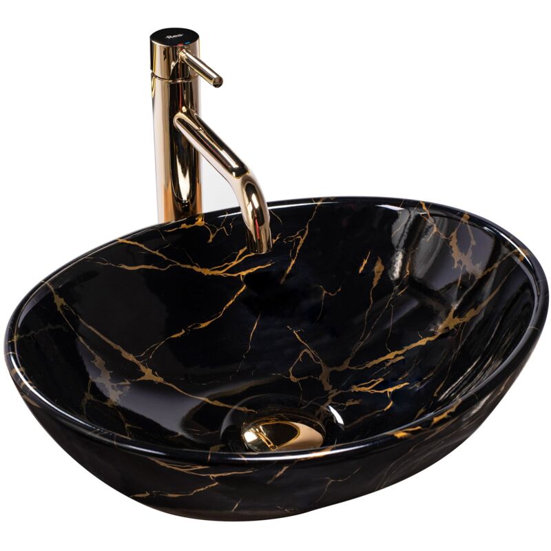 foto del prodotto lavabo da appoggio rea sofia black marble
