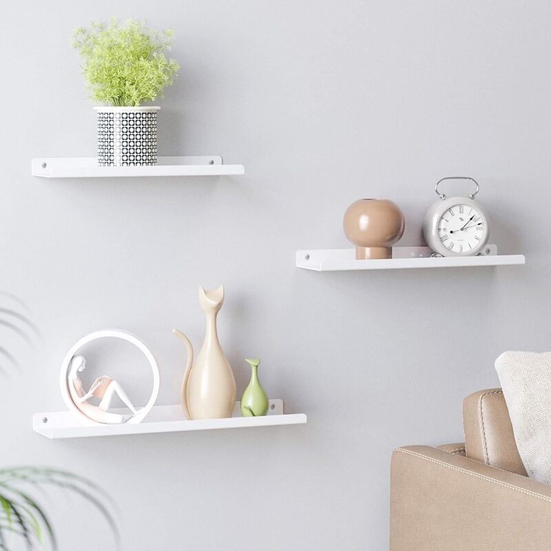foto del prodotto songmics scaffali da parete in metallo, set di 3 ripiani galleggianti, stile industriale, per decorazioni, cornici fotografie, soprammobili, 6 viti