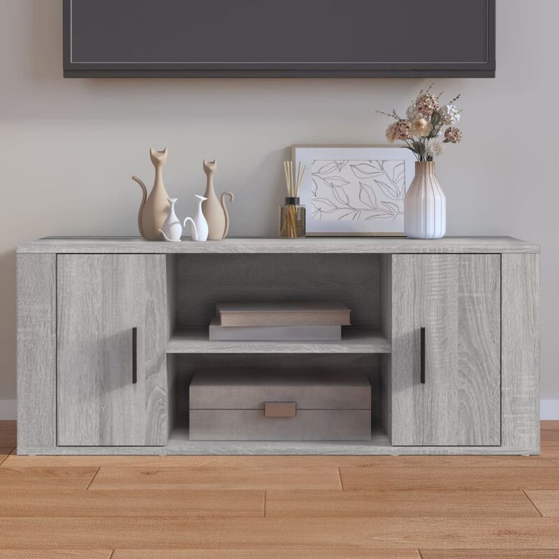 foto del prodotto mobile tv,mobile porta tv salotto,supporto per tv da soggiorno grigio sonoma 100x35x40 cm in legno multistrato nviw35312 bonnevie
