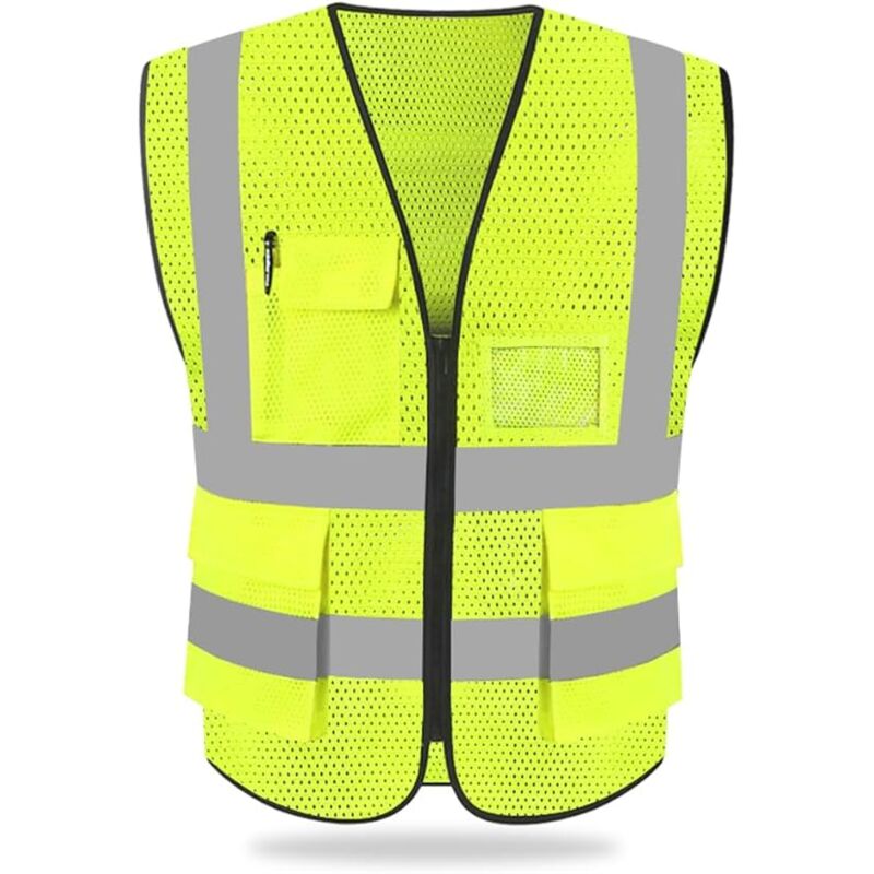 foto del prodotto gilet di sicurezza riflettente ad alta visibilit abbigliamento da lavoro direttore esecutivo gilet giacca zip brace sicurezza tasca porta id per