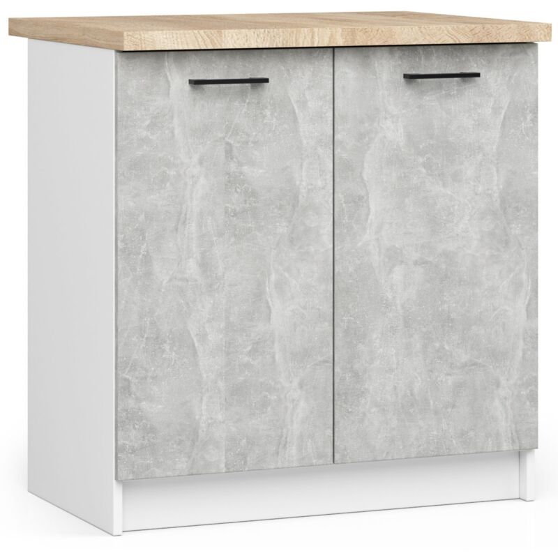 foto del prodotto mobile cucina modulare con piano di lavoro akord oliwia bianco 80 cm 2 ante inserto frontale cemento 80x46x85 cm