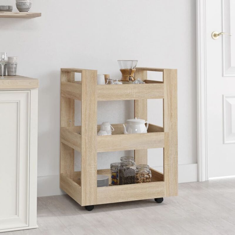 foto del prodotto vidaxl carrello da cucina rovere sonoma 60x45x80 cm legno multistrato