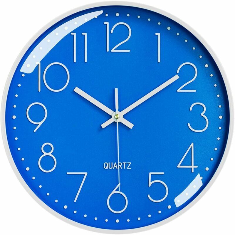 foto del prodotto orologio da parete silenzioso senza ticchettio, orologio al quarzo rotondo moderno decorativo con numeri arabi da 30 cm, per soggiorno camera da