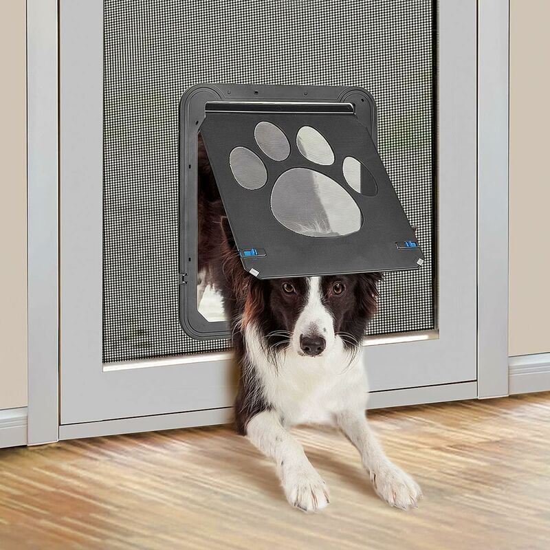 foto del prodotto zanzariera per cani e gatti, porta per animali domestici con calamita e serratura, facile installazione per cani gatti 42 cm x 37 cm 