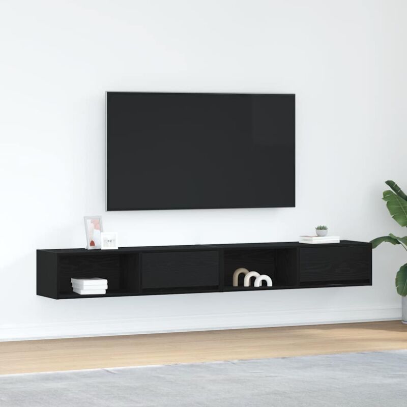 foto del prodotto vidaxl mobili tv 2 pz rovere nero 100x31x25,5 cm in legno multistrato