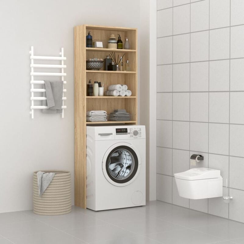 foto del prodotto vidaxl mobile per lavatrice rovere sonoma 64x24x190 cm