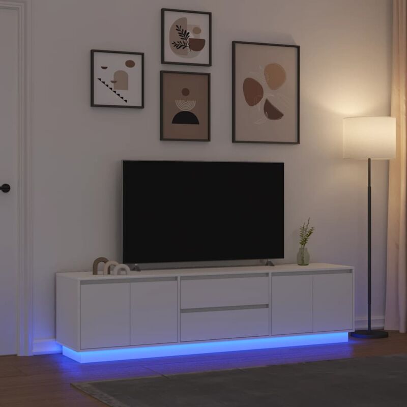 foto del prodotto vidaxl mobile porta tv con luci led bianco 193,5x41x50 cm