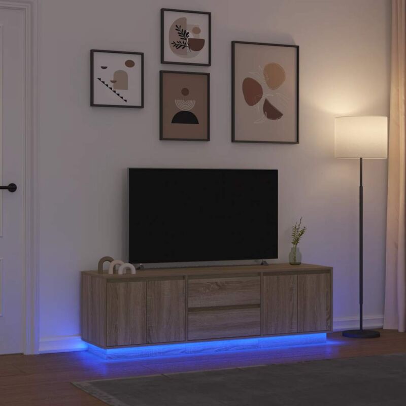 foto del prodotto vidaxl mobile porta tv con luci led rovere sonoma 160,5x41x50 cm