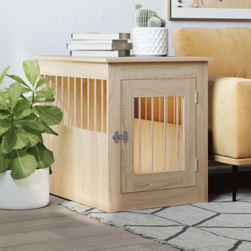 foto del prodotto vidaxl gabbia cani da arredamento rovere sonoma 55x75x65cm multistrato