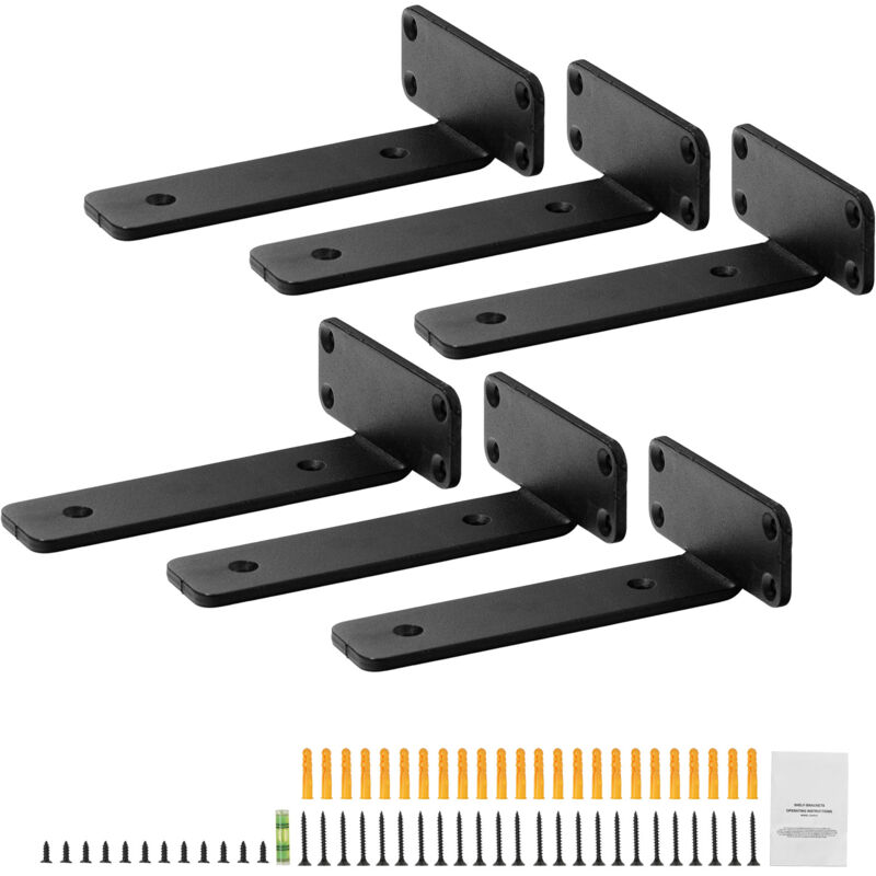 foto del prodotto mophorn staffa per mensola, 6 pezzi, 210 x 100 x 45 mm, staffe per mensola sospesa per carichi pesanti staffa per mensola a l, opaca spessa 5 mm,