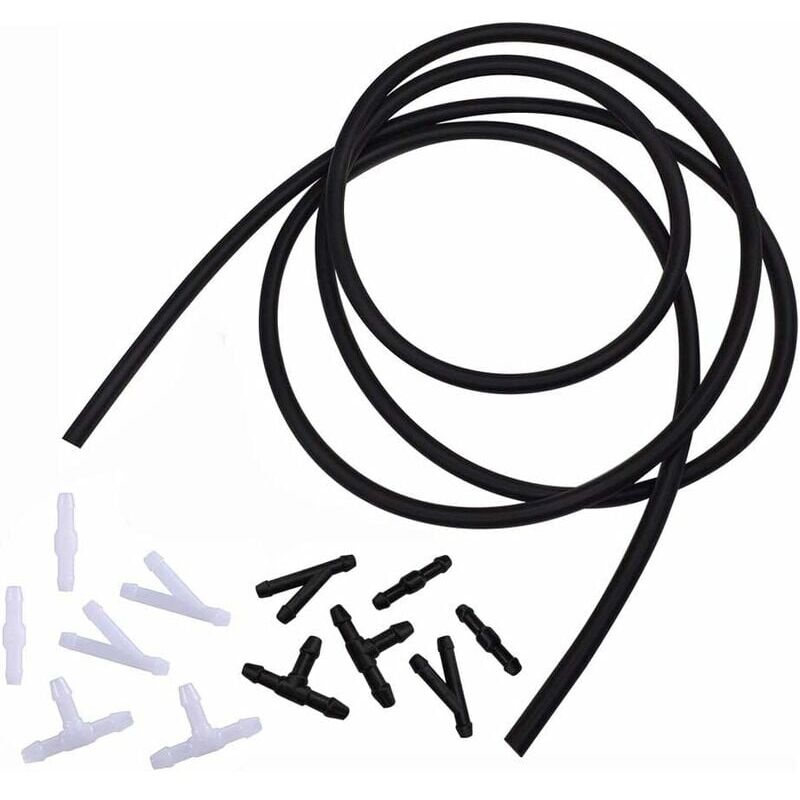 foto del prodotto kit tubo tergicristallo universale, tubo flessibile per parabrezza, tubo tergicristallo da 2 m connettore per tubo da 4 pezzi per il collegamento