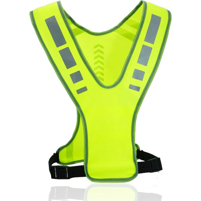 foto del prodotto gilet da corsa riflettente, gilet di sicurezza regolabile per uomo e donna, gilet da ciclismo giallo traspirante ad alta visibilit , abbigliamento