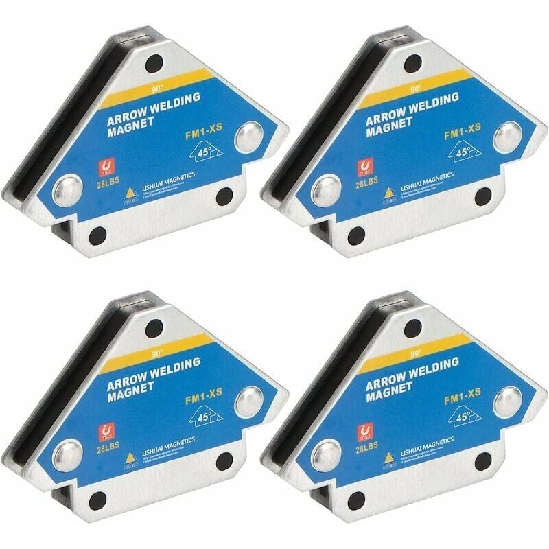 foto del prodotto magnete per saldatura 4 pezzi con forza di tenuta 13 kg 28 lb quadrato di saldatura per posizionatore magnetico angolo di 45 90 135 quadrato