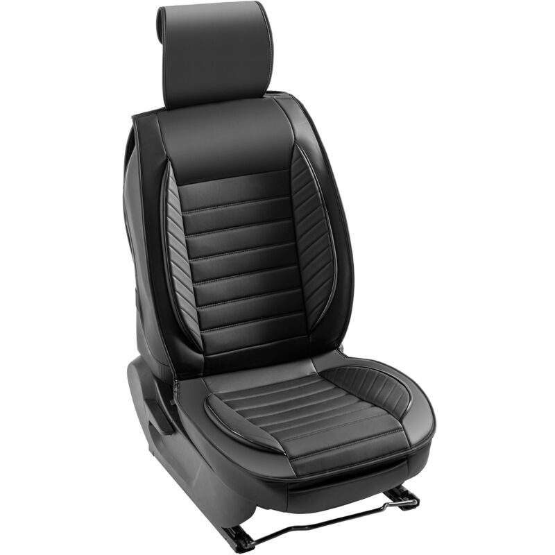 foto del prodotto mophorn coprisedili universali per auto sedili anteriori, 2 pezzi coprisedili in ecopelle, disegno semi chiuso, con poggiatesta rimovibile, airbag,