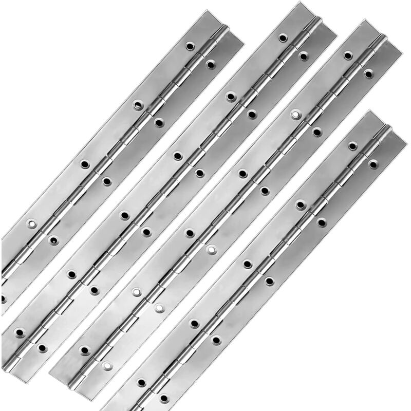 immagine 0 del prodotto cerniere continue e a piano da 12 circa 30,5 cm , cerniere continue in acciaio inossidabile a 4 pezzi con fori, cerniere a piano in acciaio