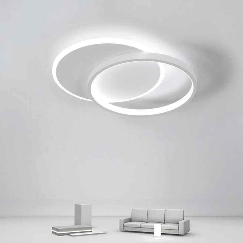 foto del prodotto plafoniera led rotonda 40cm, plafoniera moderna 40w 4500lm, plafoniera bianco caldo 6500k per soggiorno, camera da letto, corridoio, bagno goeco