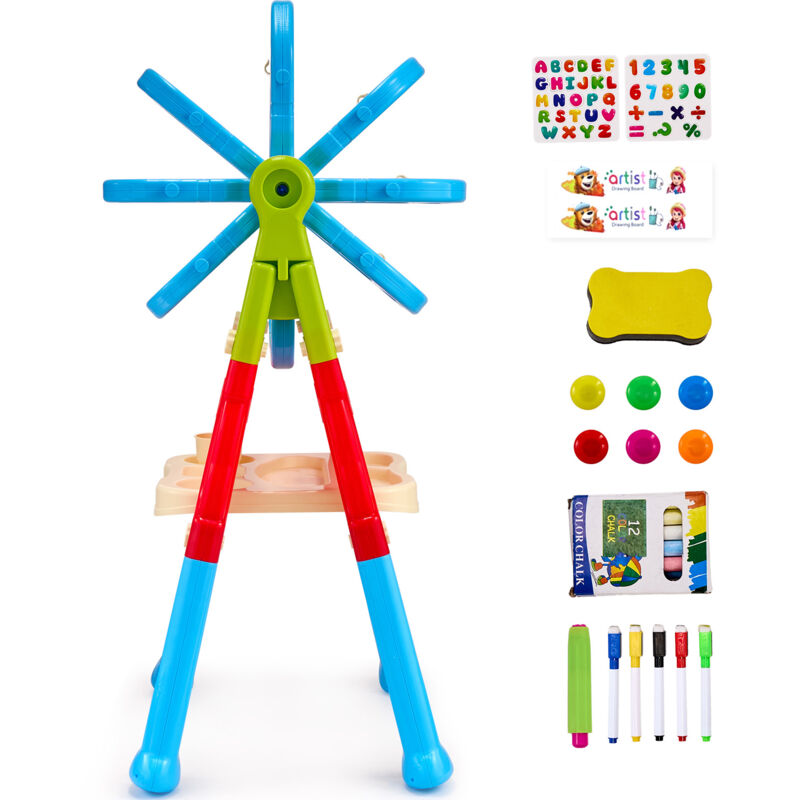 foto del prodotto mophorn cavalletto da disegno per bambini 2 in 1 a doppia faccia con lavagna magnetica e lavagna, tavolo da disegno rimovibile regolabile e