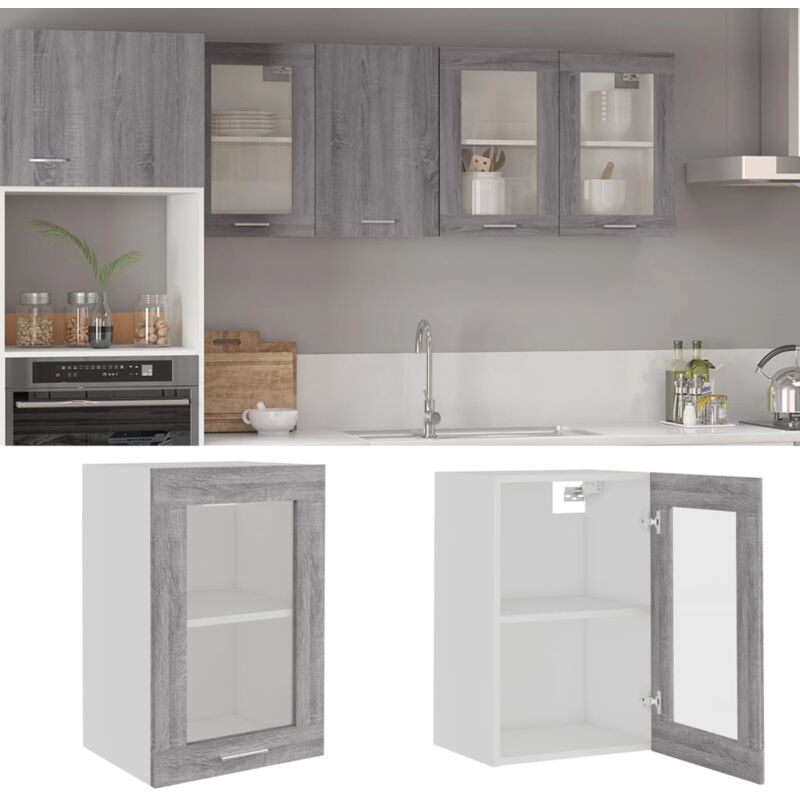 foto del prodotto furniture limited mobile pensile lyon vetro grigio sonoma