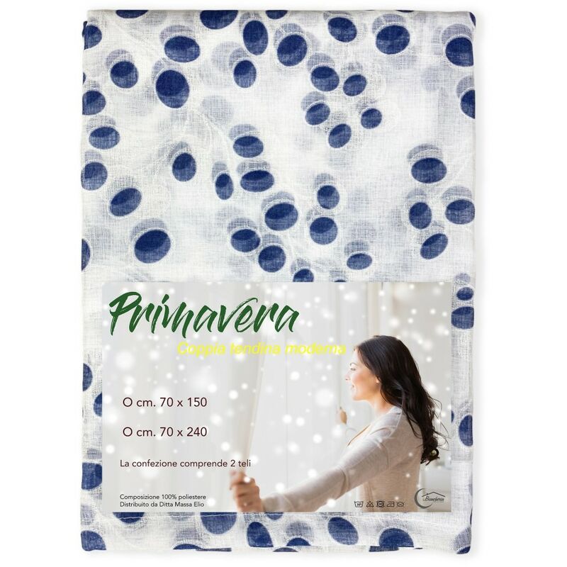 foto del prodotto tex family coppia tendina vetro primavera blu coppia 2 teli cm. 70x150