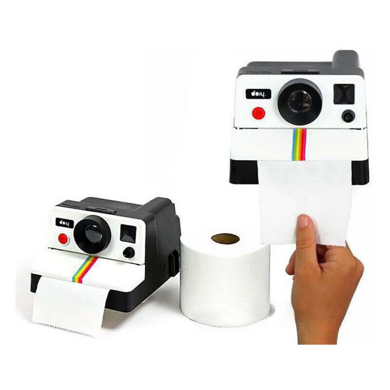 foto del prodotto porta carta igienica a forma di macchina fotografica con scatola di carta velina per casa e ufficio