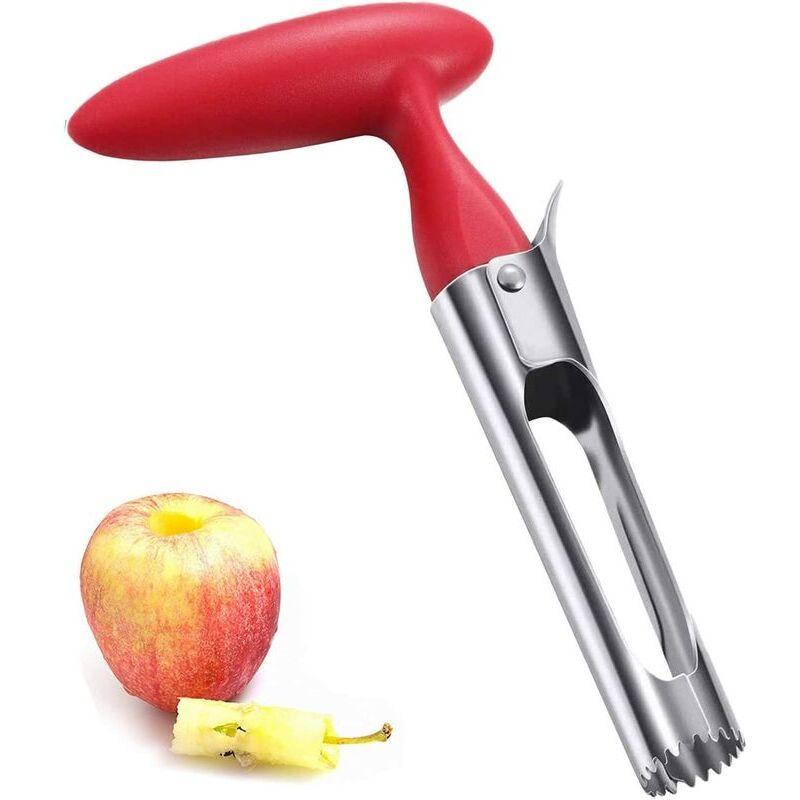 immagine 0 del prodotto tosatore mele, tosatore mele o pera in acciaio inox, tosatore mele con manico in abs e lama seghettata in acciaio inox rosso 