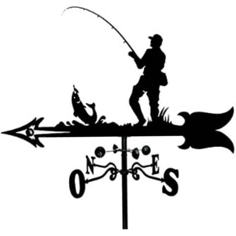foto del prodotto banderuola in metallo, banderuola da giardino, supporto per tetto da giardino, facile da usare, fisherman