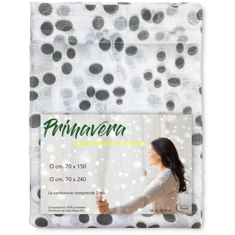 foto del prodotto tex family coppia tendina vetro primavera grigio coppia 2 teli cm. 70x150