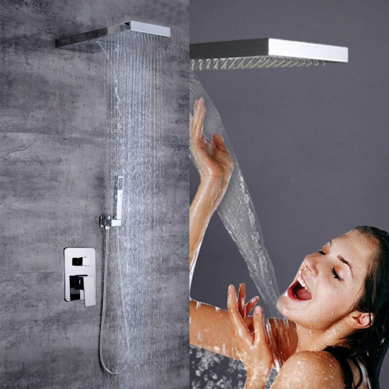 immagine 0 del prodotto gojoy set completo per doccia a incasso con soffione doccia a pioggia, in acciaio inox, con sistema doccia a pioggia, soffione a pioggia, soffione