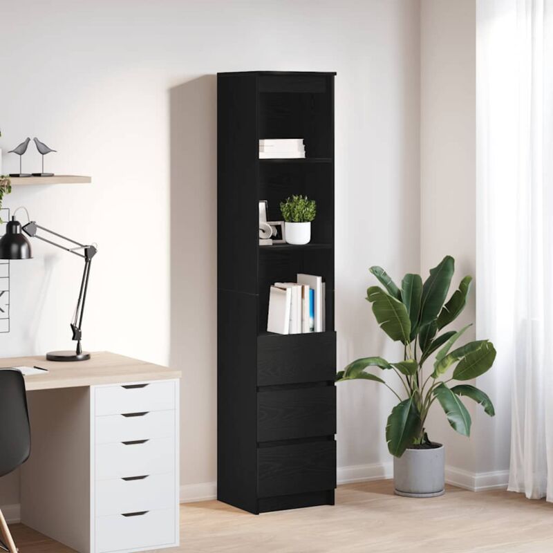 foto del prodotto vidaxl credenza rovere nero 37,5x35x180 cm in legno multistrato