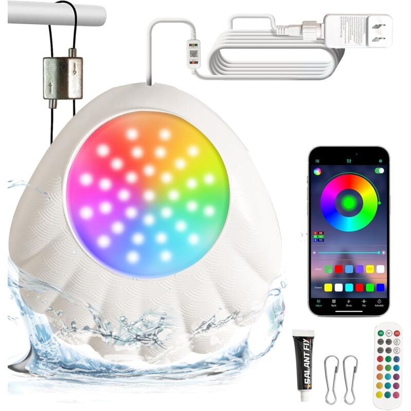 immagine 0 del prodotto luce led per piscina, luce subacquea intelligente rgb da 10 w con controllo app, dimmerabile 800lm, impermeabile ip68, luce subacquea 12 v per