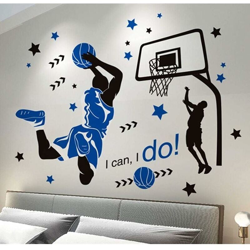 foto del prodotto adesivo da parete, adesivo da parete pallacanestro da lancio come decorazione murale per camera da letto soggiorno camera dei bambini, adesivi murali