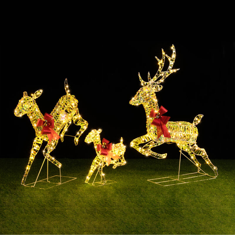 foto del prodotto bakaji famiglia 3 renne luminose di natale renna cervi natalizia decorazione da esterno