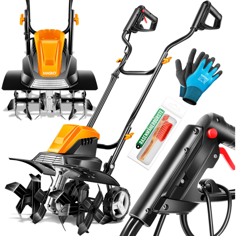 foto del prodotto masko motozappa elettrica 1500 watt 40 cm di larghezza di lavoro 20 cm di profondit di lavoro zappatrice coltivatore da giardino zappatrice