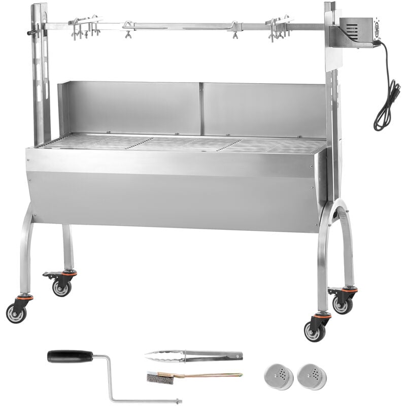 foto del prodotto mophorn griglia per agnello griglia per arrosto, griglia per barbecue con ruote carico max. 90 kg per maiale, agnello, motore elettrico 52 w,