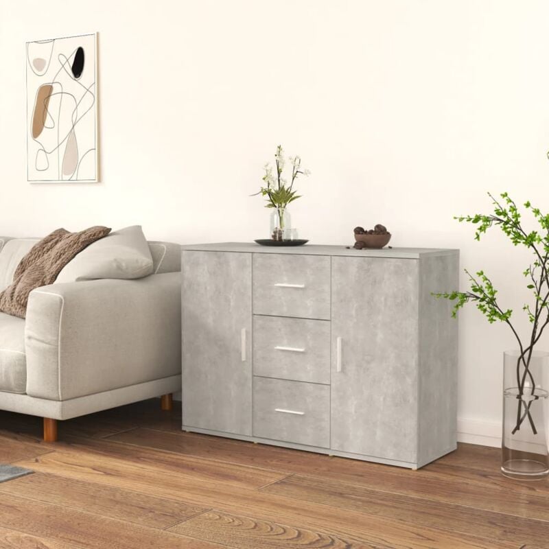 foto del prodotto vidaxl credenza grigio cemento 91x29,5x65 cm in legno multistrato
