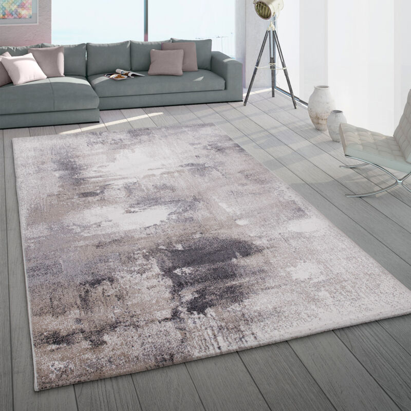 foto del prodotto paco home tappeto sala pelo corto moderno astratto pastello beige crema antracite 200x290 cm