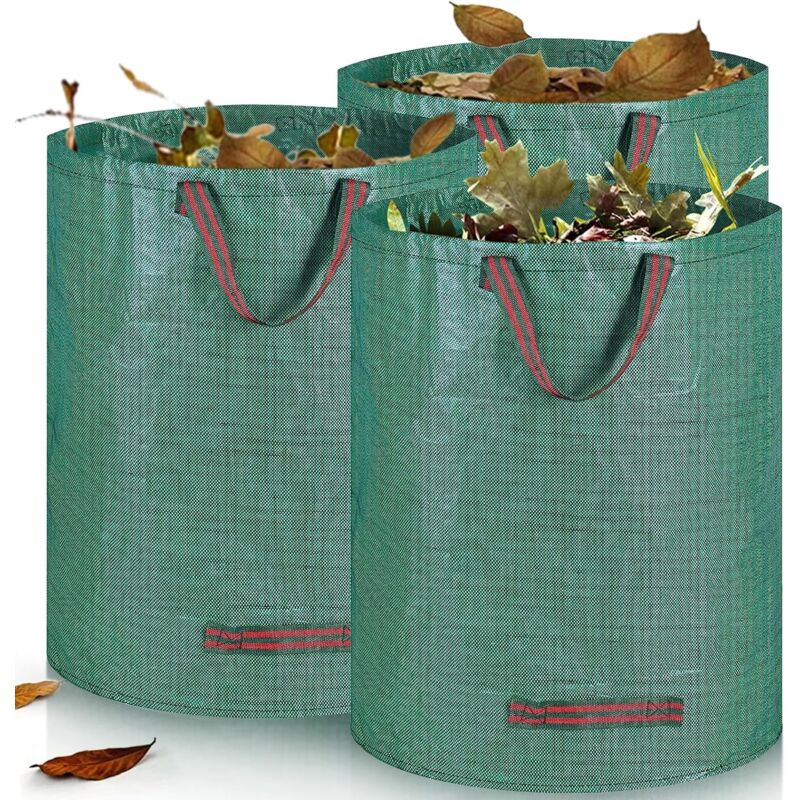 foto del prodotto litreve sacchetti per rifiuti da giardino da 272 litri, verdi, sacchetti per rifiuti da giardino, autoportanti, con manici, impermeabili,