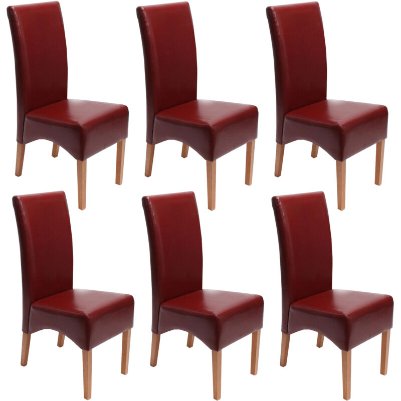 foto del prodotto set 6x sedie soggiorno moderno elegante latina pelle per sala da pranzo rosso gambe chiare