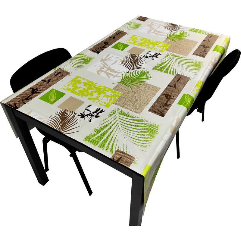 foto del prodotto comercial candela tovaglia pvc base poliestere antimacchia palma verde 100x140 cm