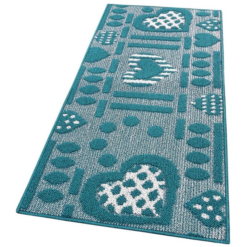 foto del prodotto emmevi mv s.p.a. tappeto cucina antiscivolo cuori 3d lavabile moderno assorbente 100 made in italy blu 57x130 cm