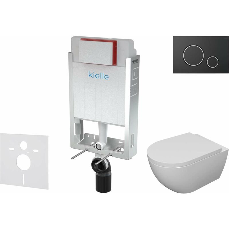 immagine 0 del prodotto genesis set con modulo di installazione, vaso wc con copriwater softclose e placca di comando gemini ii, nero opaco cromo 30505sz18 kielle