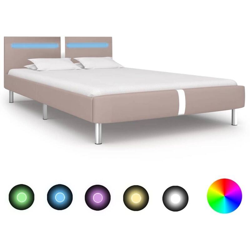 foto del prodotto vidaxl giroletto con led senza materasso cappuccino 135x190 cm