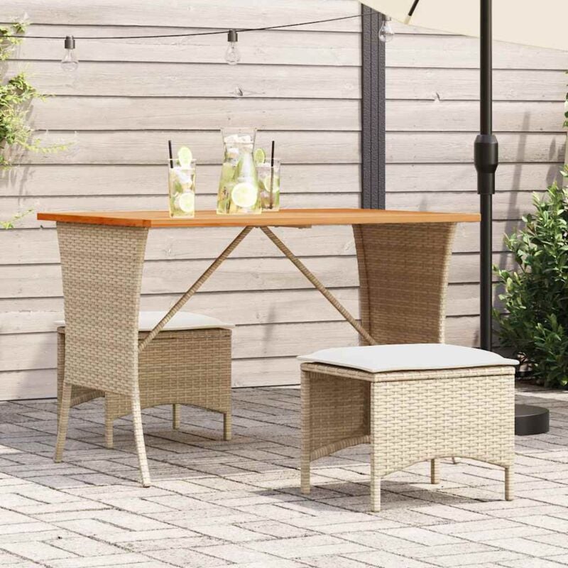 foto del prodotto tavolo giardino piano legno acacia beige 105x75x72cm polyrattan vidaxl